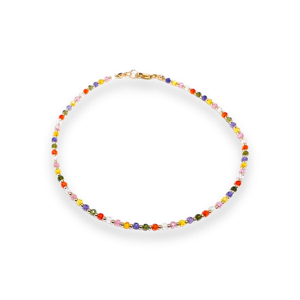 18k Gold Filled 3mm Ball with Colorful Crystal’s Necklace