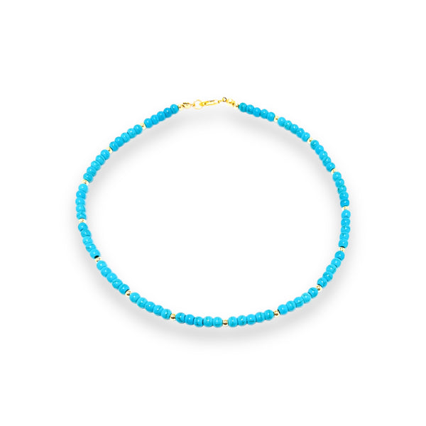 4mm Turquoise Stone with 18k Gold Filled 3mm Ball Necklace