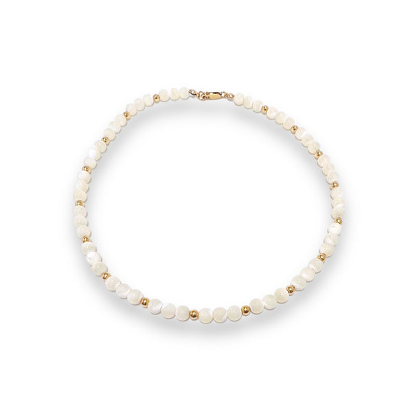 4mm Mother Pearl with 18k Gold Filled 3mm Ball Necklace
