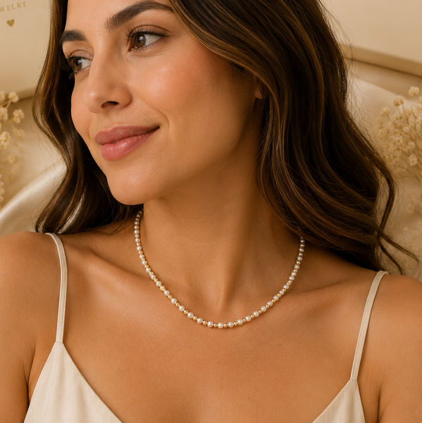 Mother Pearl with 18k Gold Filled 3mm Ball Necklace