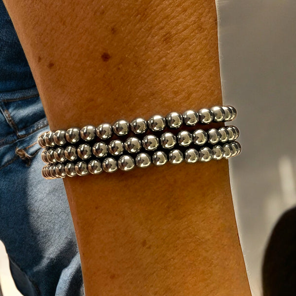 Stack of Three 4mm Hematite Stones Bracelet