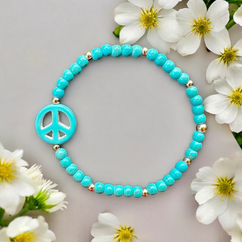 Peace Turquoise 4mm Stone Bracelet