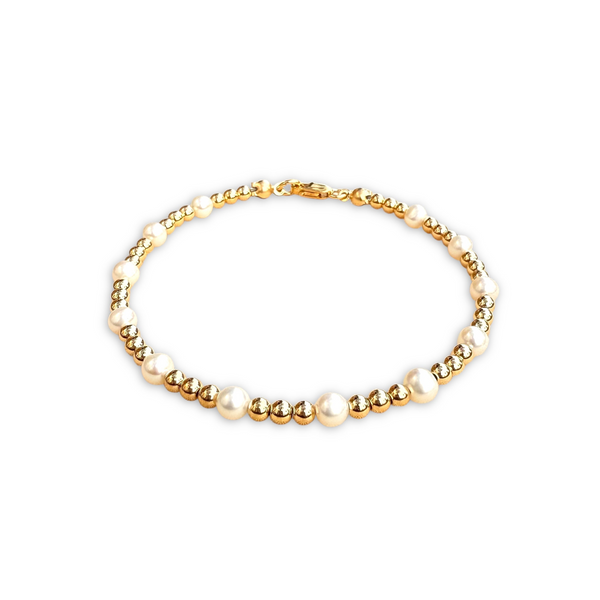 18k Gold 3mm Pearls Clasp Bracelet