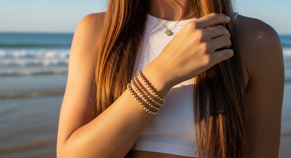 18k Gold 5mm Bracelets Stack 2