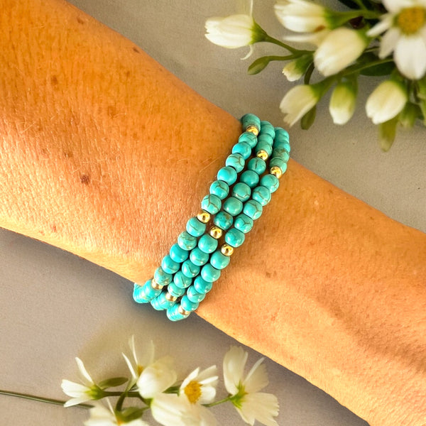 Stack of Three Turquoise 4mm Stone Bracelet