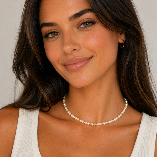 Mother Pearl with 18k Gold Filled 3mm Ball Necklace