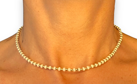 3mm Mother Pearl with 18k Gold Filled 3mm Ball Necklace