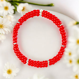 Stack of Two 4mm Red Glass Beads Bracelet