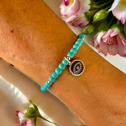 Round Evil Eye 4mm Turquoise Stones Bracelet