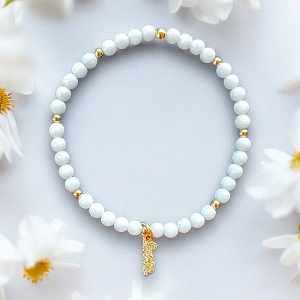 Love White Quartz 4mm Stone Bracelet