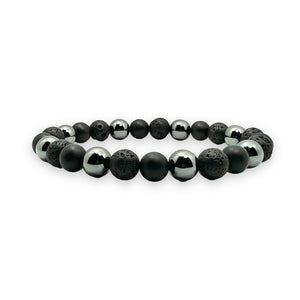 Volcanic Rock, Hematite, Onyx Matte and Polished 8mm Stone Bracelet