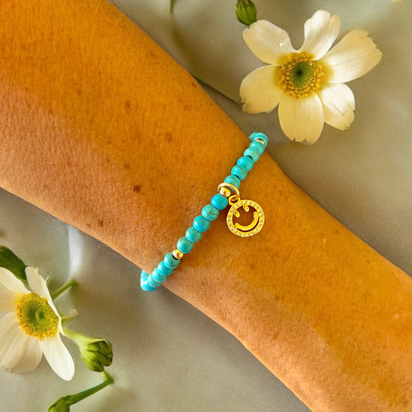 Smiley Turquoise 4mm Stone Bracelet