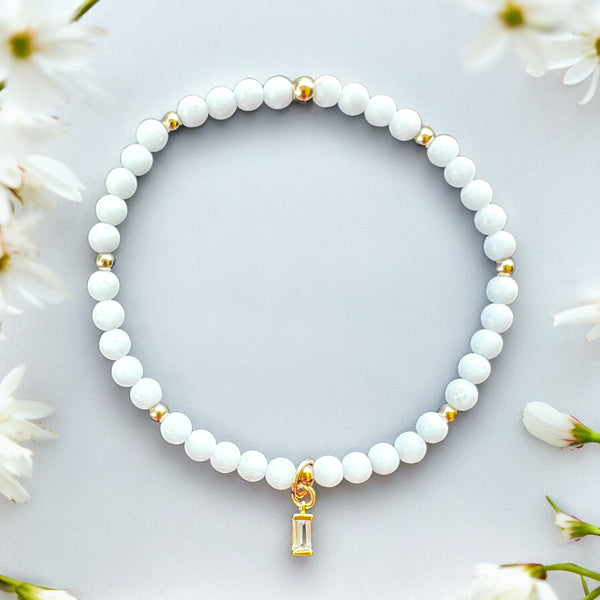 Drop Zirconia White Quartz 4mm Stone Bracelet