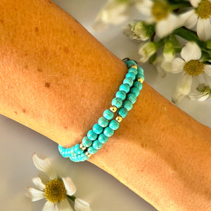 Stack of Two Turquoise 4mm Stone Bracelet