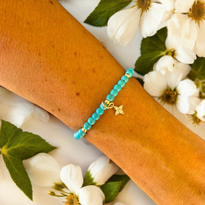 Dainty Flower Zirconia Turquoise 4mm Stone Bracelet