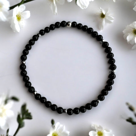 4mm Onyx Polished Stones Bracelet