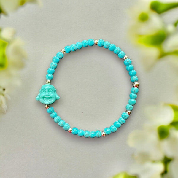 Laughing Buddha Turquoise 4mm Stone Bracelet