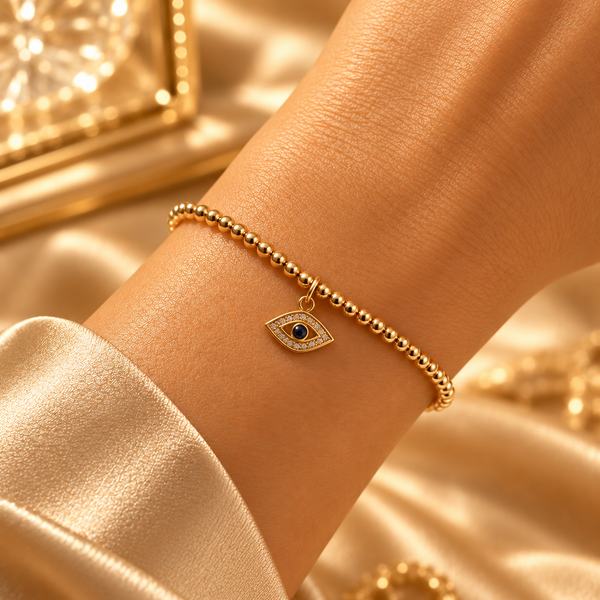 18k Gold 3mm 🧿 Clasp Bracelet
