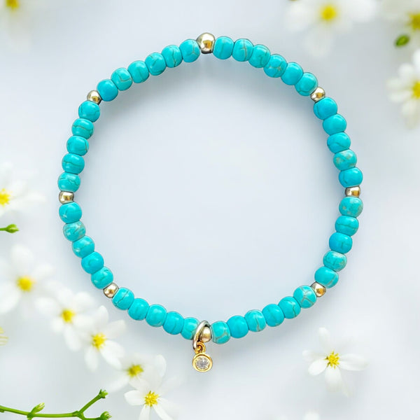 Dainty Cubic Zirconia Turquoise 4mm Stone Bracelet