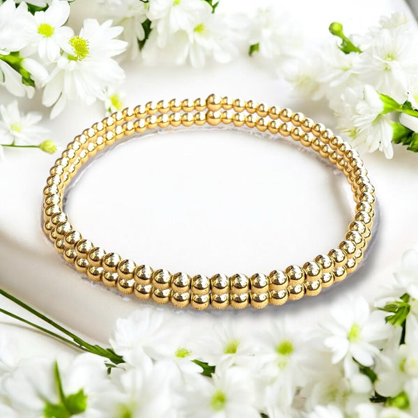 18k Gold 3mm Bracelet Stack 2