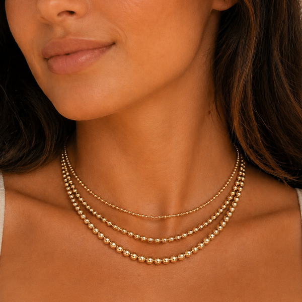 Three 18k Gold Filled Ball Necklaces
