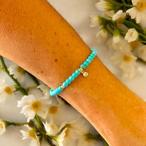 Dainty Cubic Zirconia Turquoise 4mm Stone Bracelet