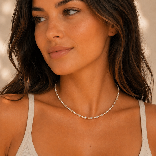 Mother Pearl 18k Gold Filled 3mm Ball Necklace