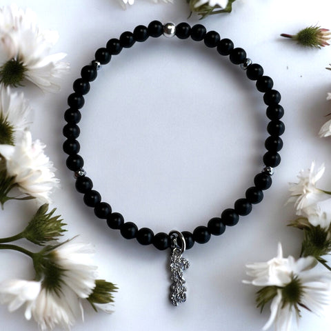 Love Charm 4mm Onyx Matte Stone Bracelet