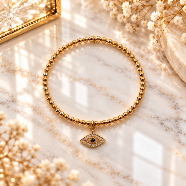 18k Gold 3mm 🧿 Clasp Bracelet