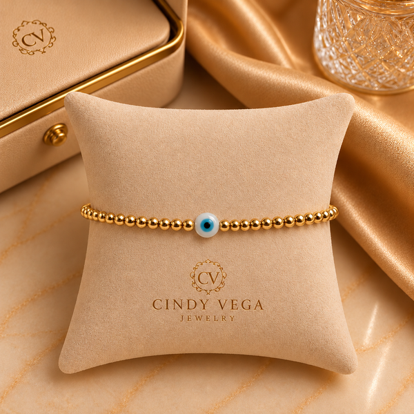 18k Gold Evil Eye 3mm Bracelet