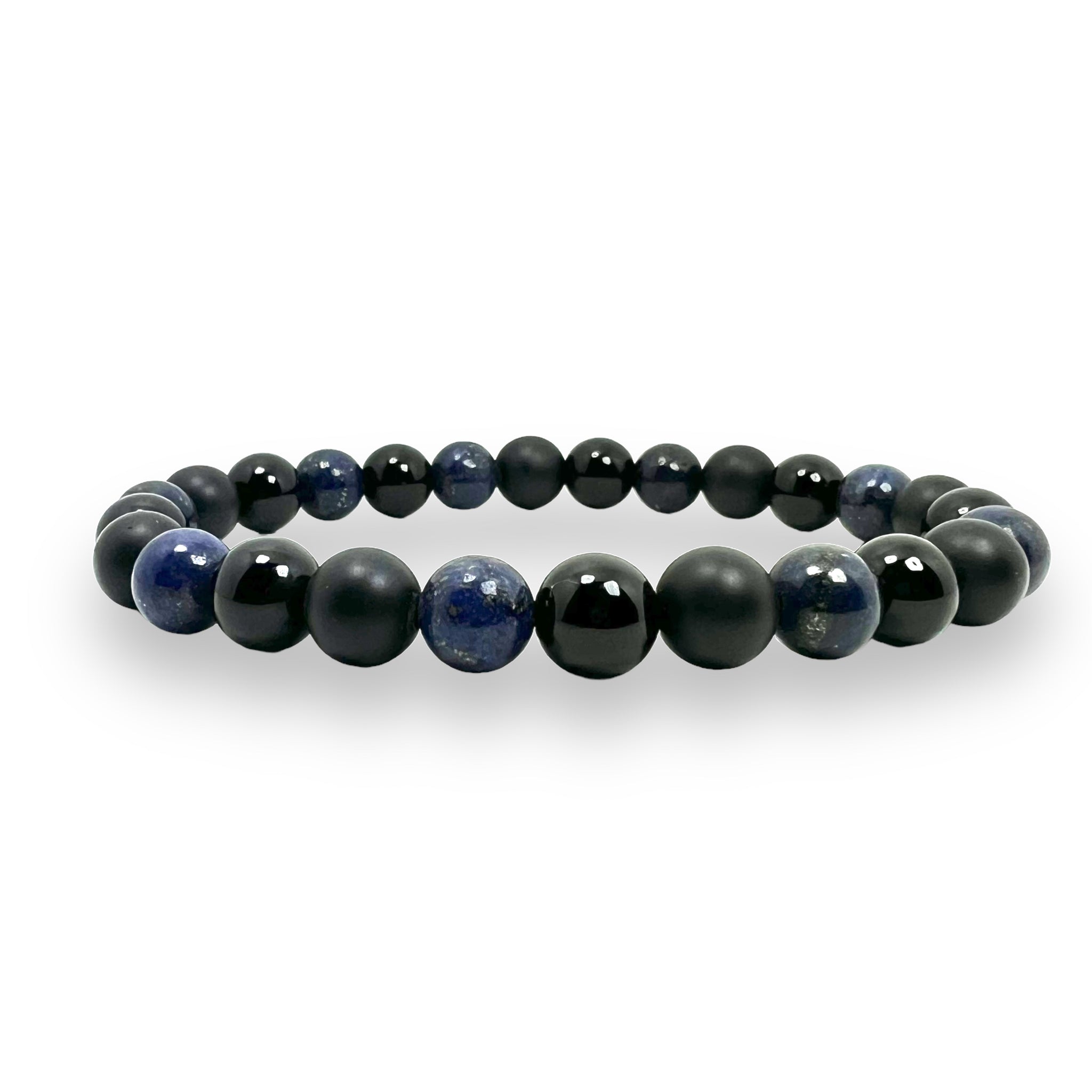 Lapis Lazuli, Onyx Matte and Polished 8mm Stone Bracelet