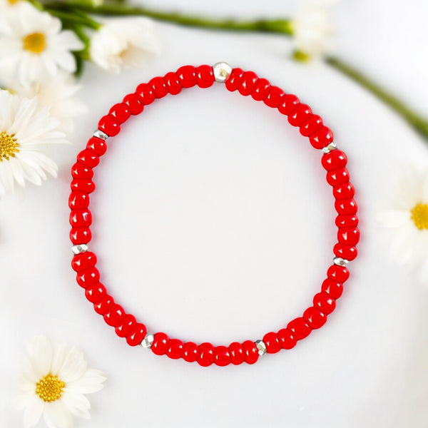 4mm Red Glass Beads Bracelet