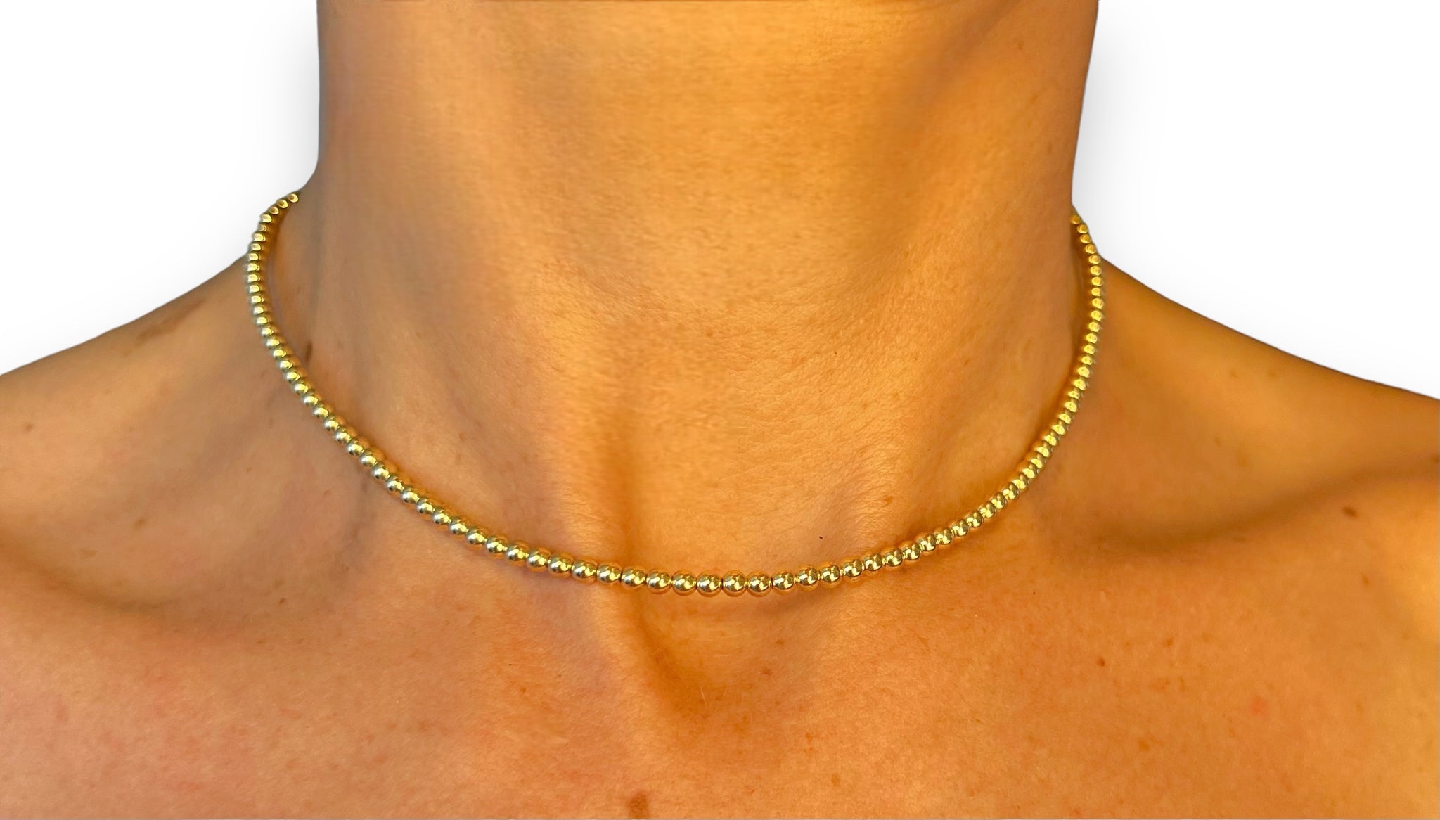 18k Gold Filled 3mm Beads Necklace