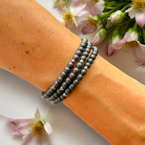 Stack of Three 4mm Hematite Matte Stones Bracelet