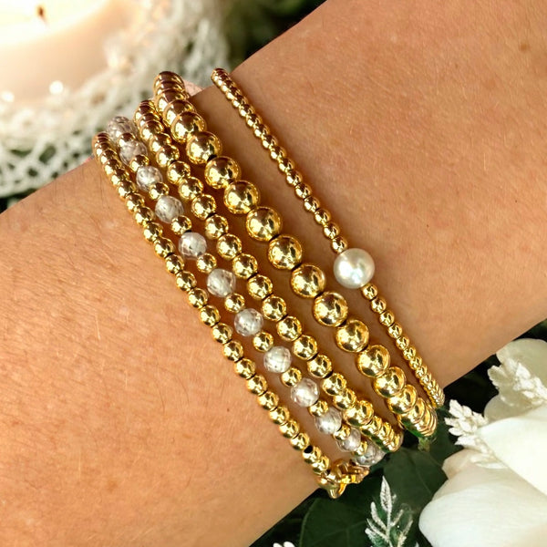 18k Gold 2.5mm Pearly Clasp Bracelet