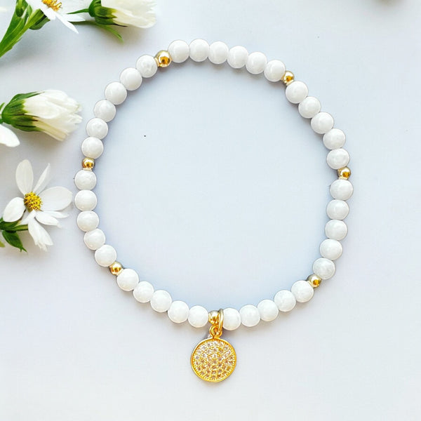 Round Zirconia White Quartz 4mm Stone Bracelet