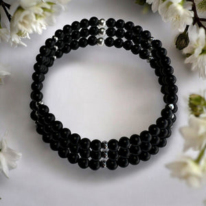 Stack fo Three  4mm Onyx Matte Stone Bracelet