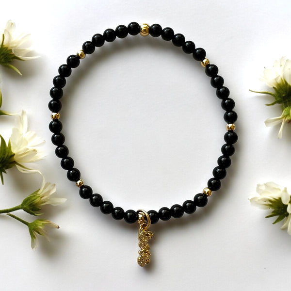 Love Charm 4mm Onyx Stone Bracelet