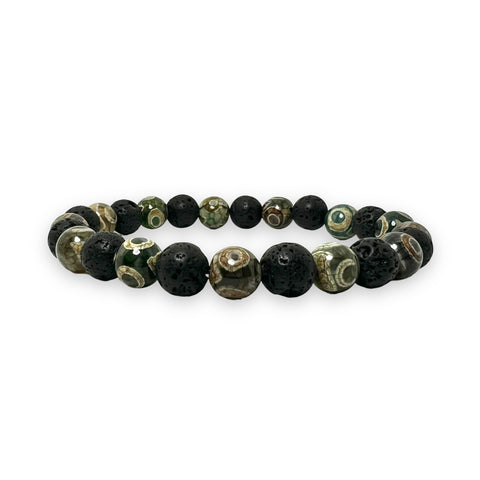 Tibetan Stones and Volcanic Rock 8mm Bracelet