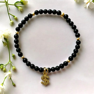 Cash Charm 4mm Onyx Stone Bracelet