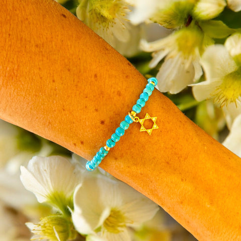 Star of David Turquoise 4mm Stone Bracelet