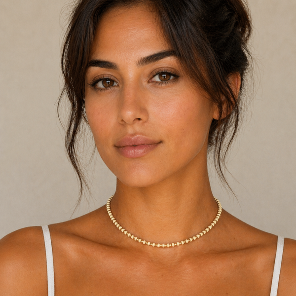3mm Pearl with 18k Gold Filled 3mm Ball Necklace
