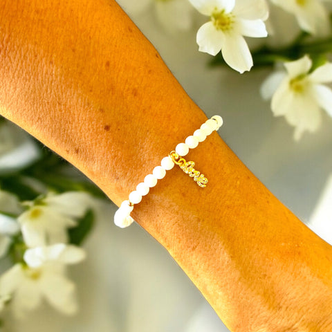 Love White Quartz 4mm Stone Bracelet