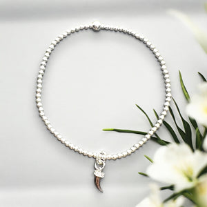 Lucky Chilli Charm Sterling Silver 2mm Bead Bracelet