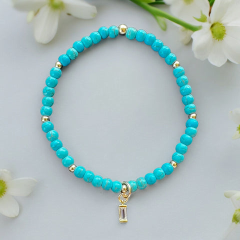 Dainty Drop Cubic Zirconia Turquoise 4mm Stone Bracelet