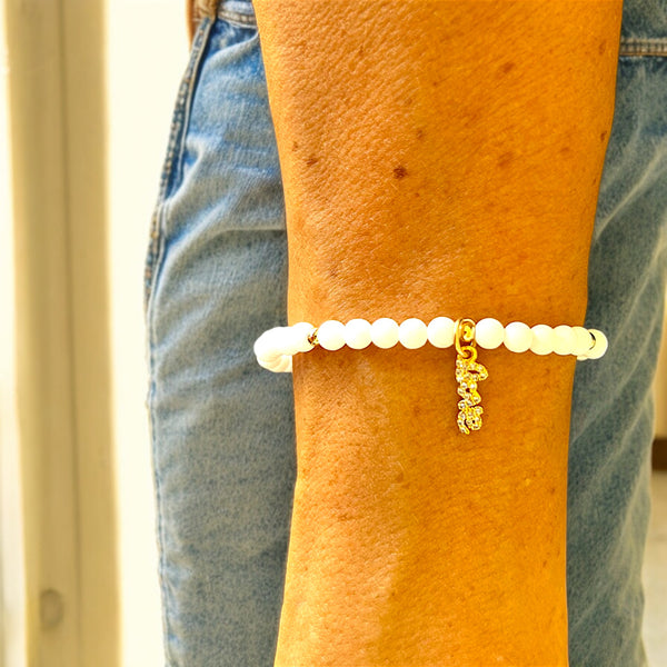 Love White Quartz 4mm Stone Bracelet