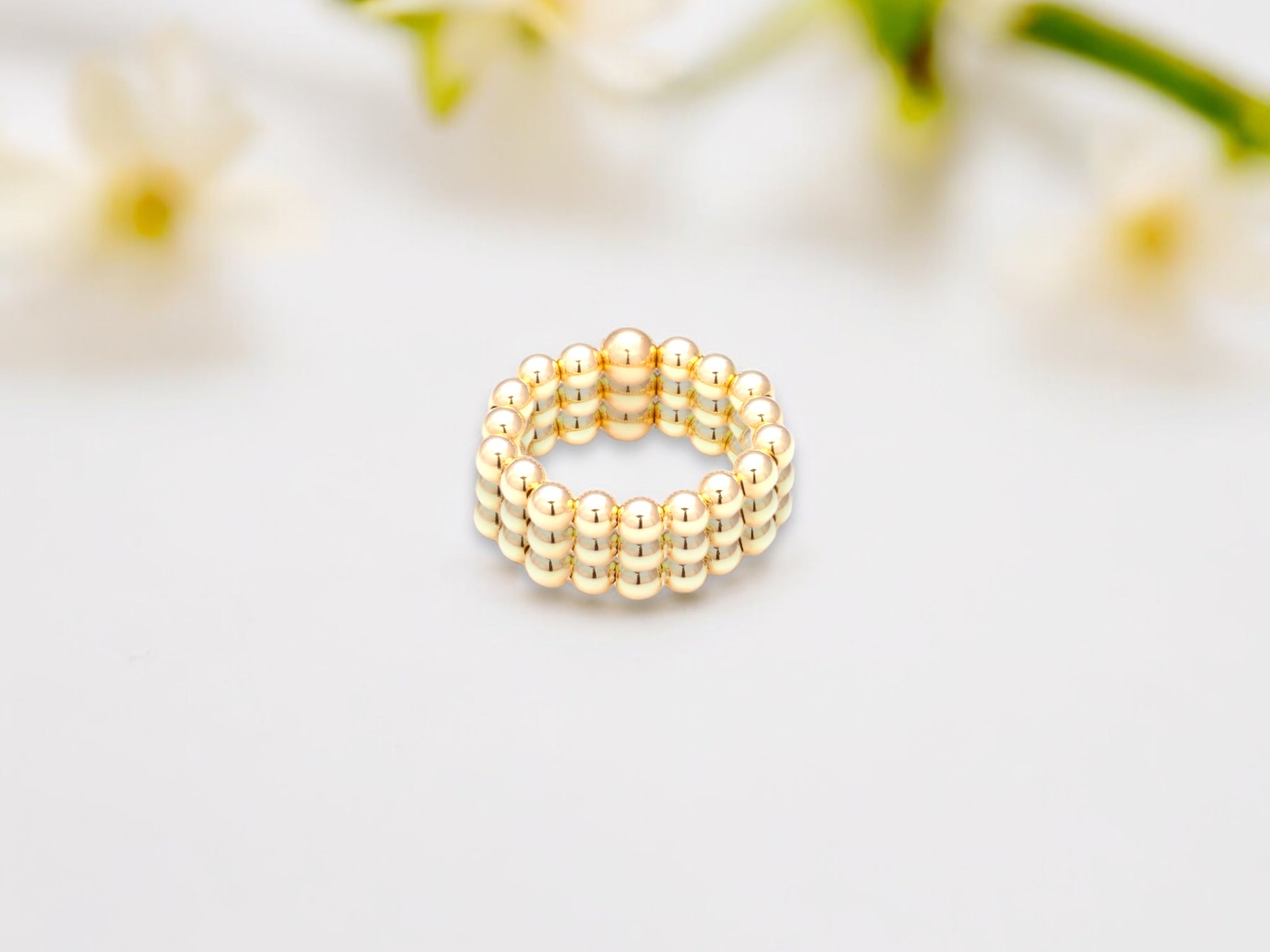 Stack of Three 18k Gold Filled 4mm Bead Rings