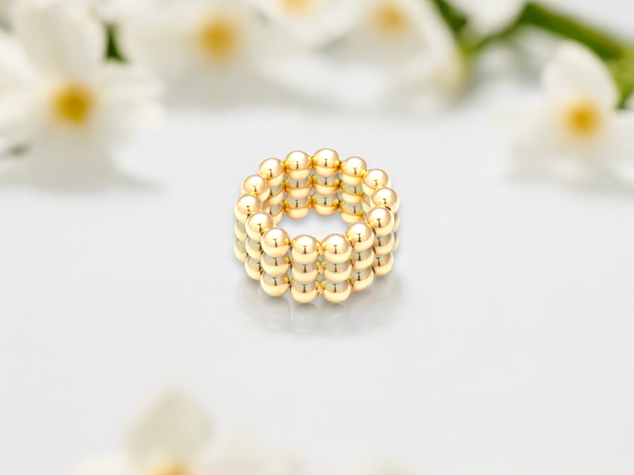 Stack of Three 18k Gold Filled 5mm Beads Rings