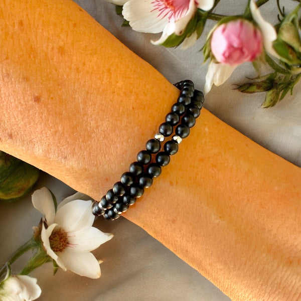 Stack fo Two 4mm Onyx Matte Stone Bracelet