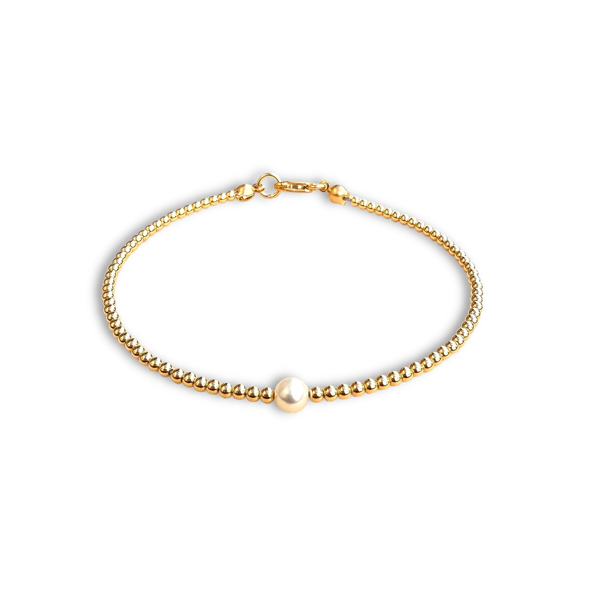 18k Gold 2.5mm Pearly Clasp Bracelet